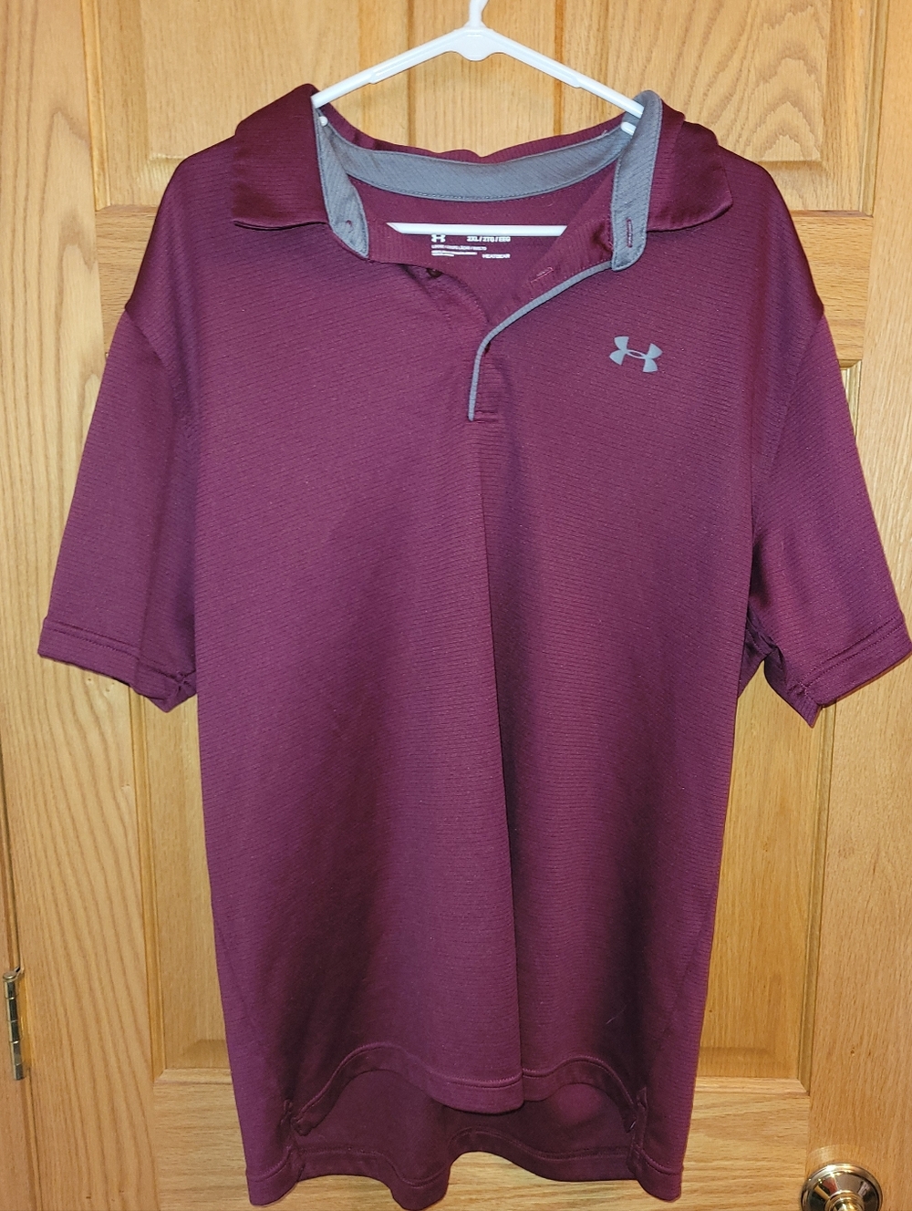 Under Armour Men's Maroon Polo with Gray Trim - Brand New